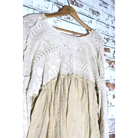 Free People Stargazing Oversized Cotton Embroidered Crochet V-Neck Sweater - Picture 10 of 11